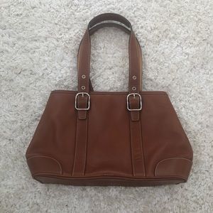 Brown leather coach bag